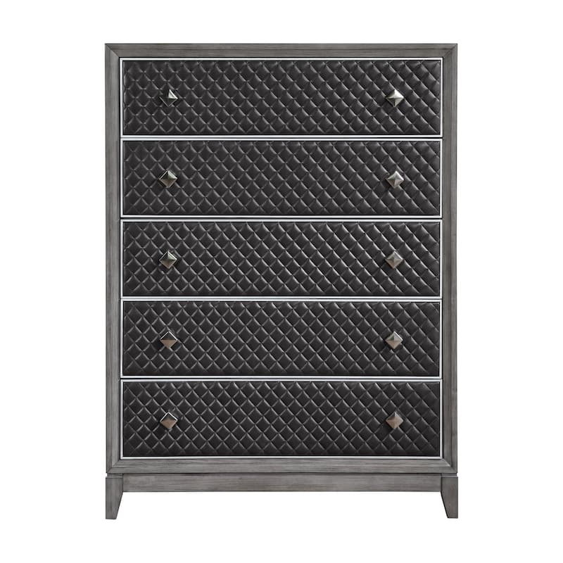 Modern Gray Upholstery 3pc Bedroom Set Bed Chest Nightstand