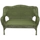 preview thumbnail 3 of 7, Wicker Outdoor Patio Conversation Set - Moss Green - 4pc