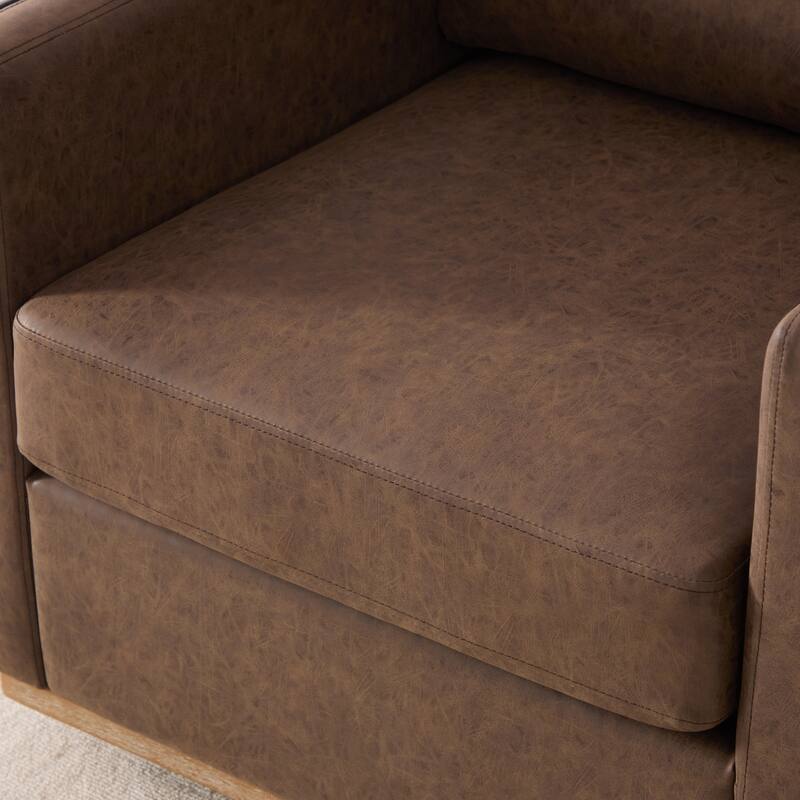 Modern PU Swivel Accent Chair with Armrest and Metal Base