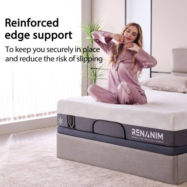 Renanim Cooling Gel Memory Foam Mattress, Breathable & Supportive for Cooler Sleep