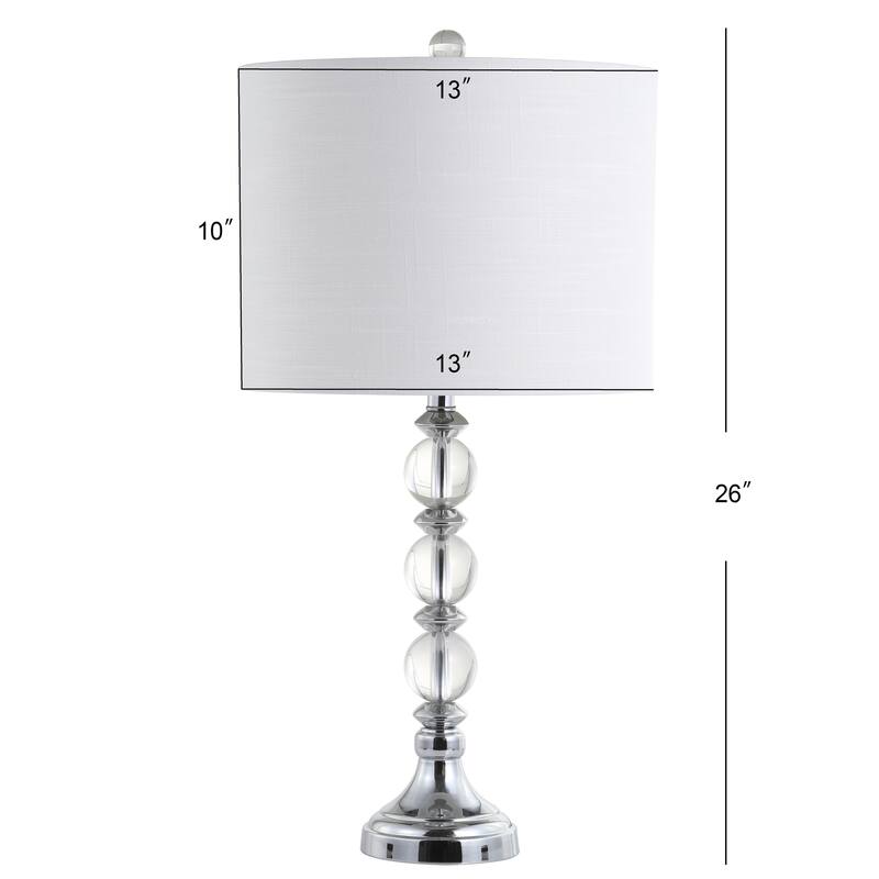 Richard 26" Crystal/Metal LED Table Lamp, Clear/Chrome (Set of 2) by JONATHAN Y
