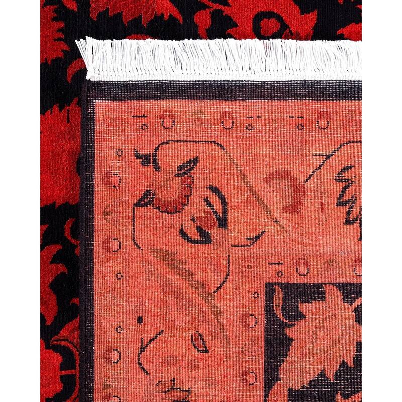 Overdyed, One-of-a-Kind Hand-Knotted Area Rug - Orange - 4' 1" x 6' 1"