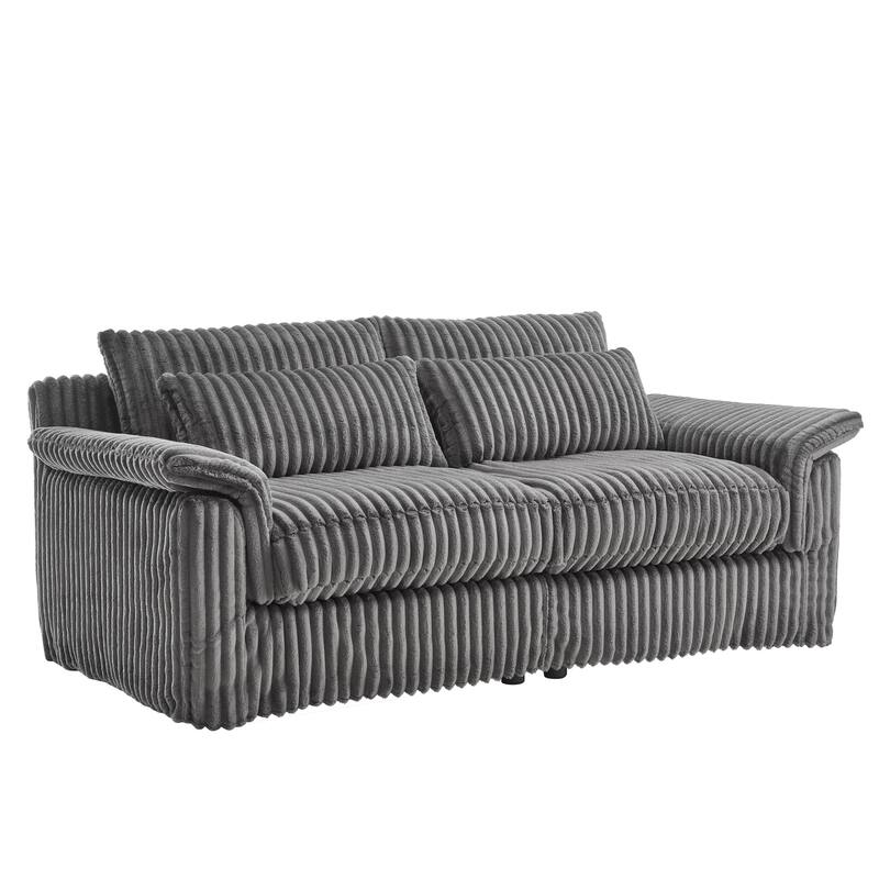 Modern Corduroy Loveseat Sofa Deep Seat Cloud Couches with Pillow Top Arms, Removable and Washable Cushion Covers