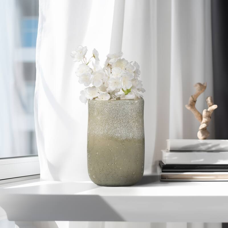 Sagebrook Home Mia Medium 10-inch Green Glass Vase Elegant Glass Decor for Contemporary Homes - Speckled Green - 7" x 3" x 10"