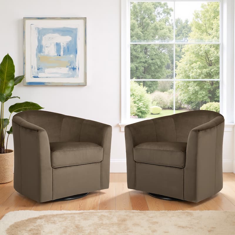 Set of 2 Velvet Swivel Accent Chairs Barrel Chairs with Plush Cushion