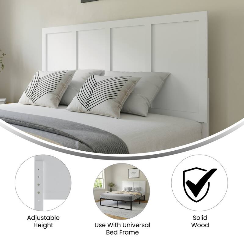 Contemporary Paneled Wooden Headboard Only
