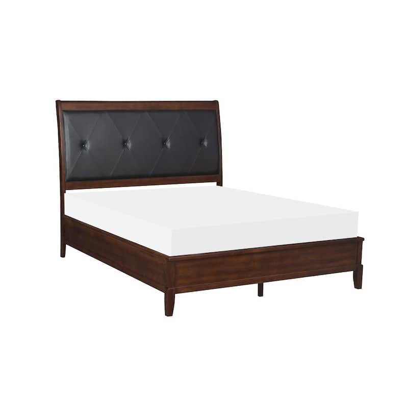 Christiane Dark Cherry Faux Leather Upholstered Tufted Bed