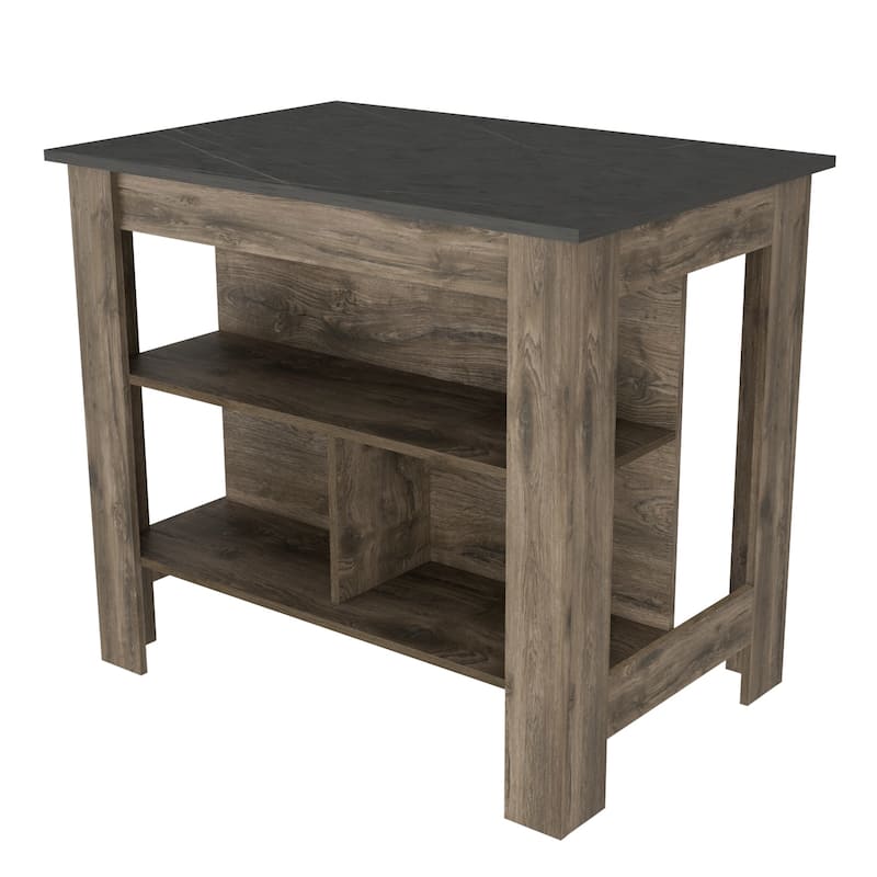 Three Shelves Wooden Kitchen Island Dozza