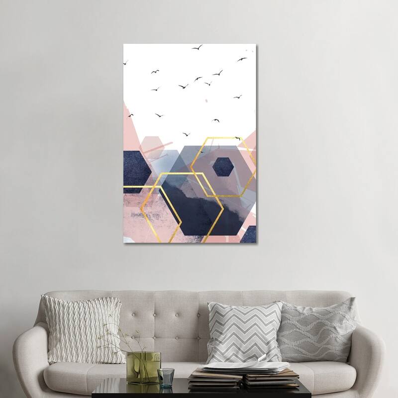 iCanvas "Abstract Navy Blush Gold II" by Urban Epiphany Canvas Print - 48x32x1.5
