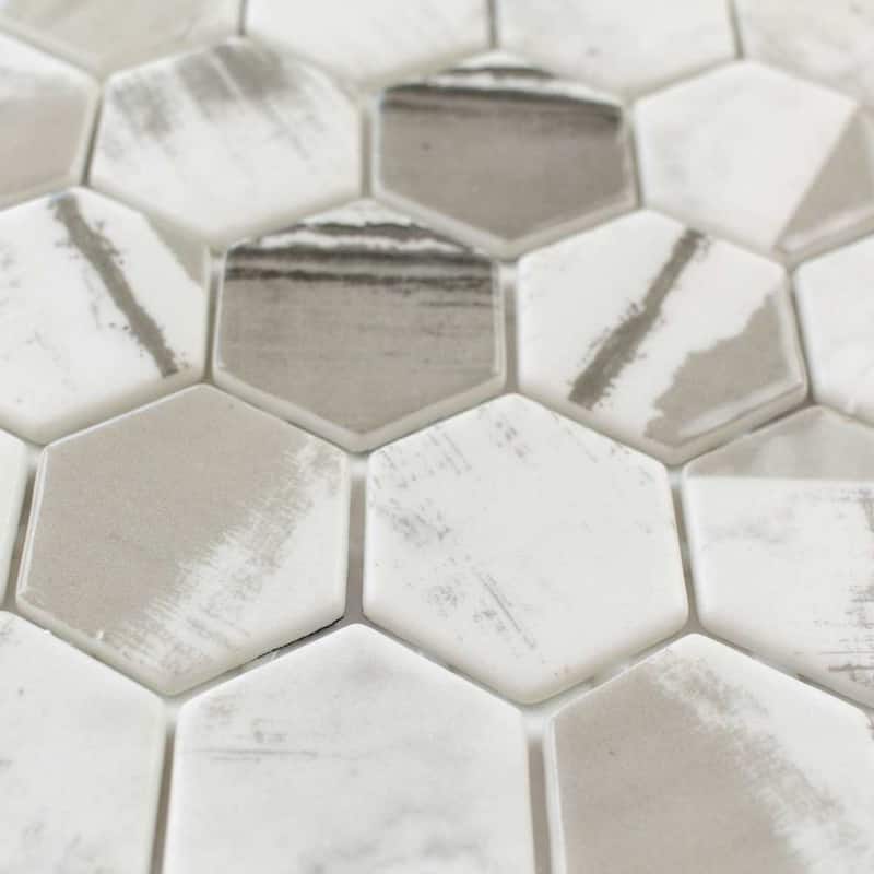 Eterna Hex 2x2 Glass Hexagon Mosaic Tile - Floor, Wall, Backsplash