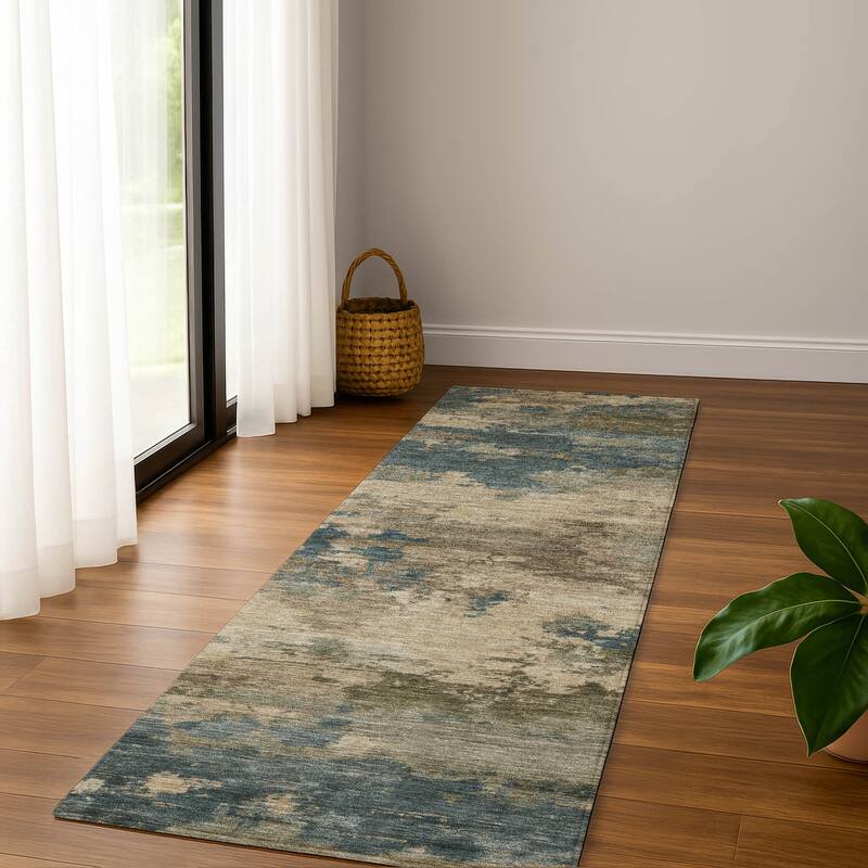 Premium Washable Super Soft Modern Chic Mayfield Rug - Teal - 2'3" x 7'6"