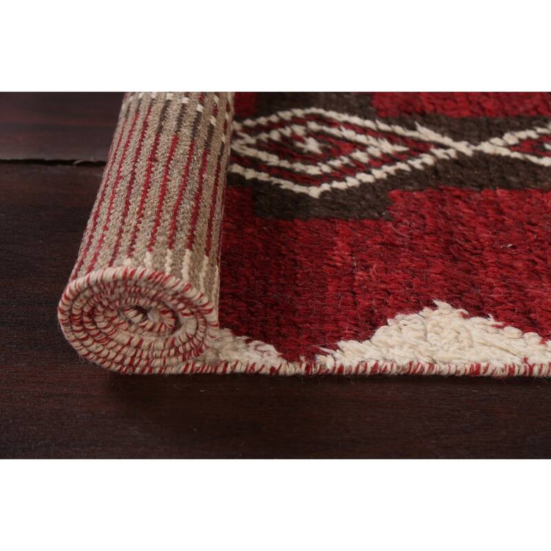 Geometric Tribal Moroccan Runner Rug Wool Hand-knotted Oriental Carpet - 2'4" x 12'5"