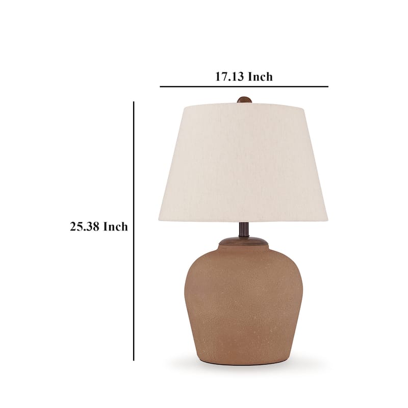 Tery Table Lamp, Empire Hardback Shade, Textured Rust Brown Metal Base