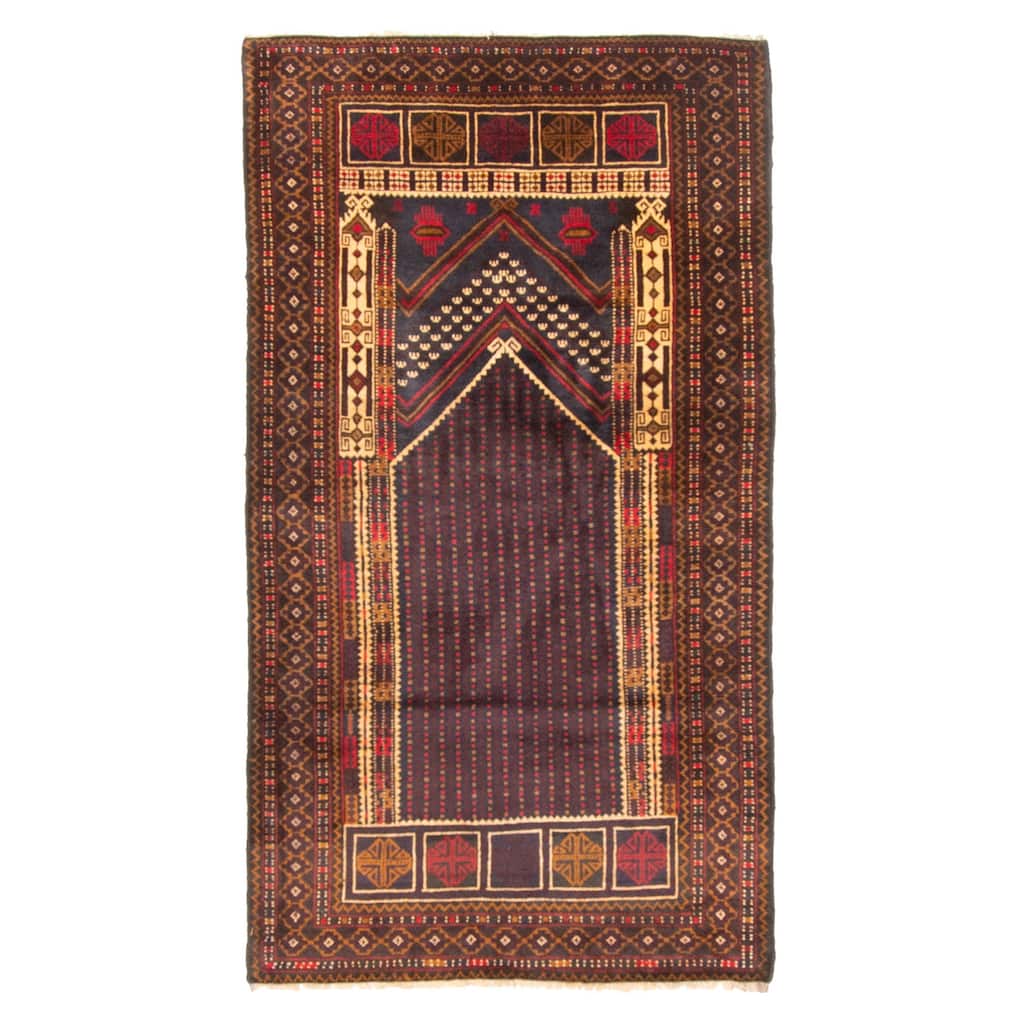 ECARPETGALLERY Hand-knotted Teimani Dark Brown Wool Rug - 2'9 x 4'11