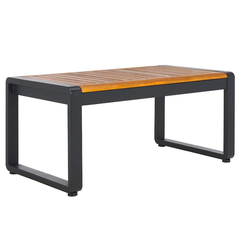 SAFAVIEH Outdoor Vesta Solid Wood 4-Piece Conversation Set - 48"W x 26"D x 26"H