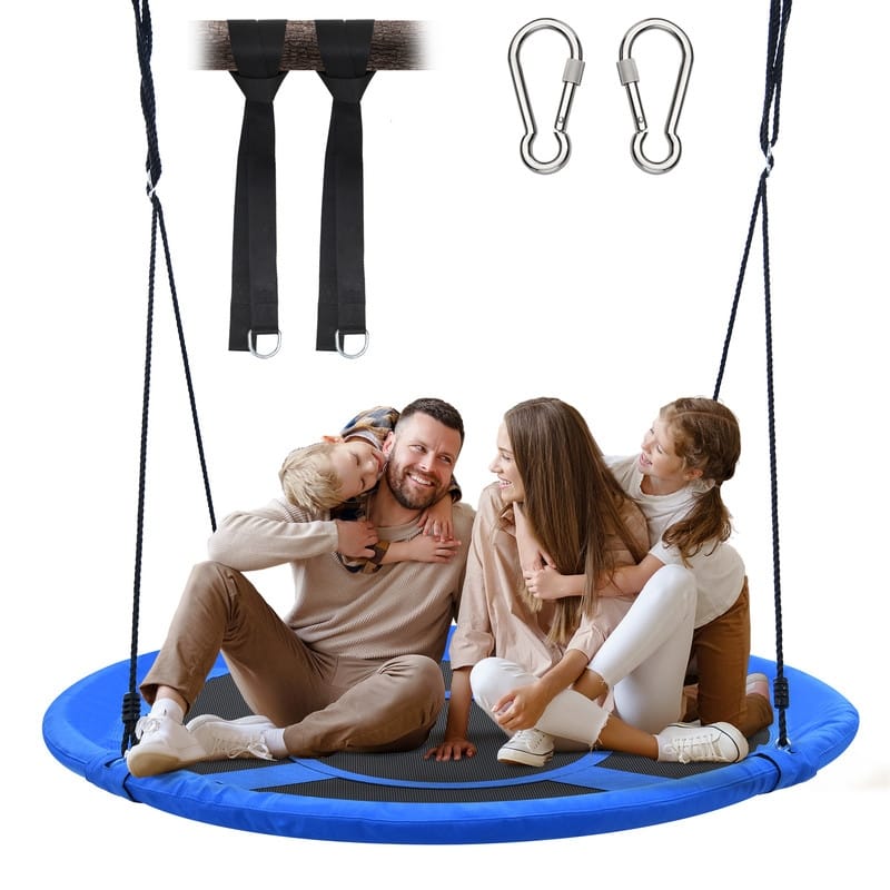 Trekassy 60" Large Saucer Tree Swing for Kids Adults 900D Oxford Waterproof with 2pcs Hanging Straps - 60 inch