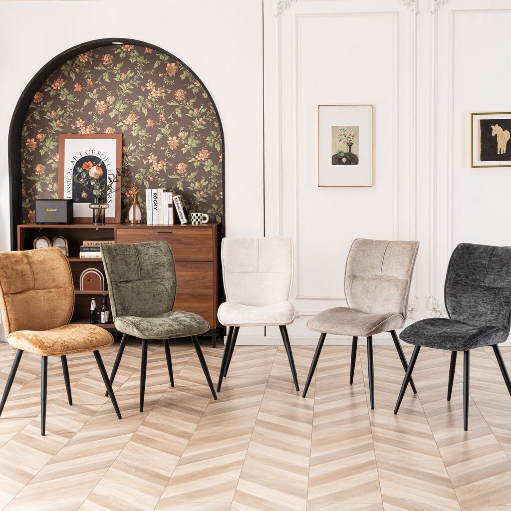 Fabric Upholstered High Back Dining Chairs Set of 2