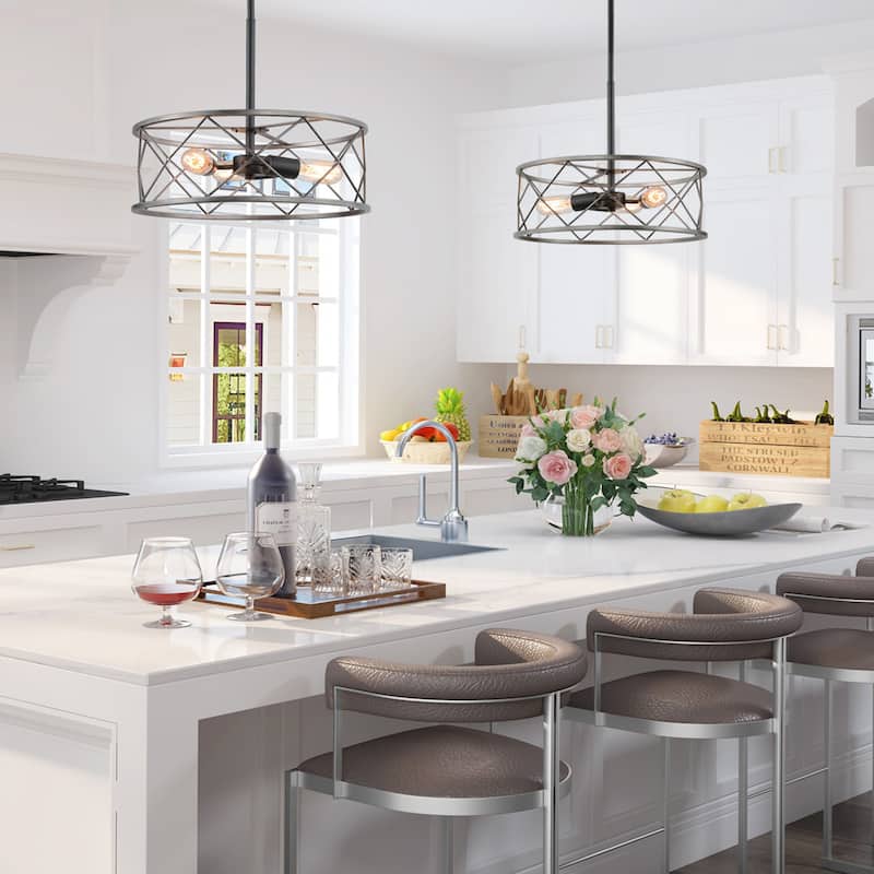 Carbon Loft Modern Drum Mini Chandelier 3-light Ceiling Pendant lights - W 15.7"x H 6.3" - W 15.7"x H 6.3"