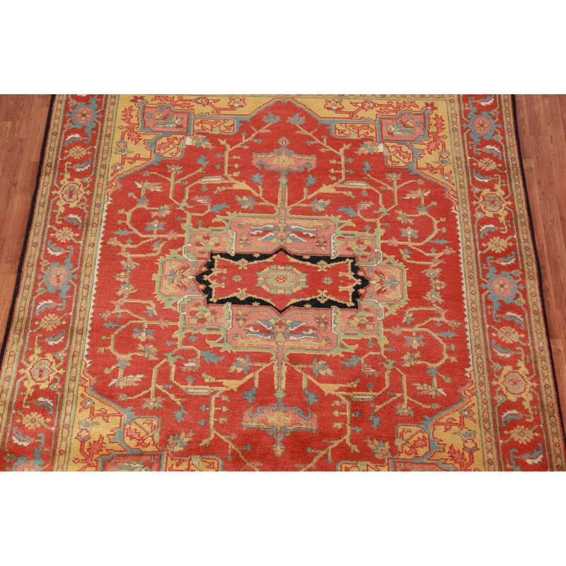 Geometric Heriz Serapi Oriental Area Rug Handmade Wool Carpet - 7'10" x 9'8"