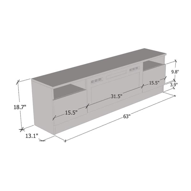 Duke 01 BL-EF Electric Fireplace 63" TV Stand