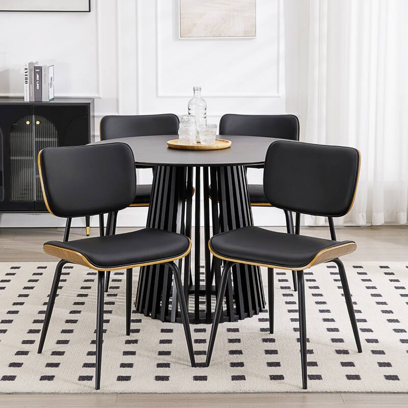 Faux Leather Upholstered Dining Chairs Set of 2/4 - 33.5" H x 17.5" W x 23" D