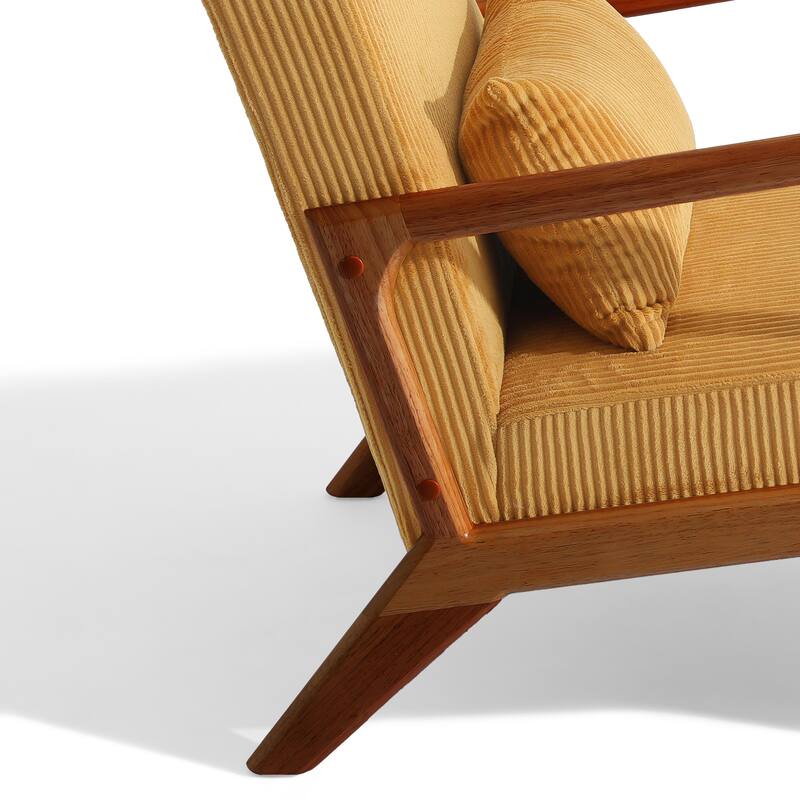 25" W Mid Century Upholstered Wood Accent Chair with Pillow
