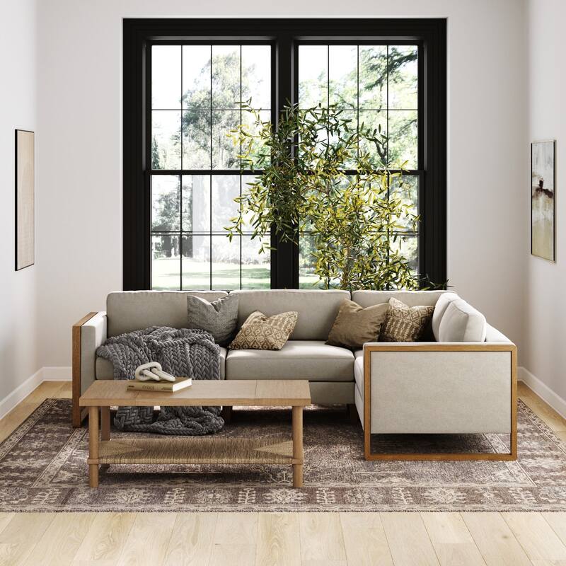 Madison Modern Modular L-Shaped Sectional Sofa with Cushion, Upholstered 4-Seat Corner Sofa or Couch with Solid Wood Legs