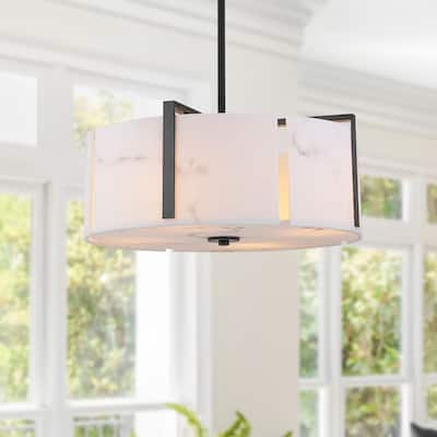 Starsky 4-Light Natural Alabaster Drum Chandelier