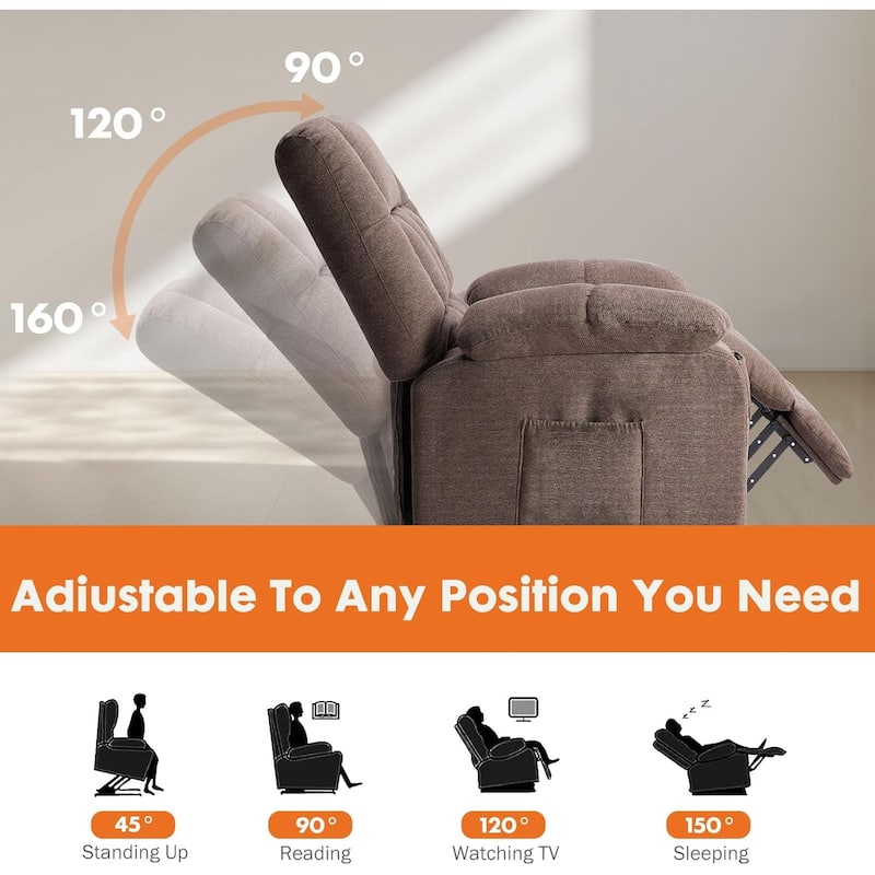 Recliner Chair, Reclining Massage Chair with Heat, Home Theater Seating Electric Power Lift Chair for Living Room