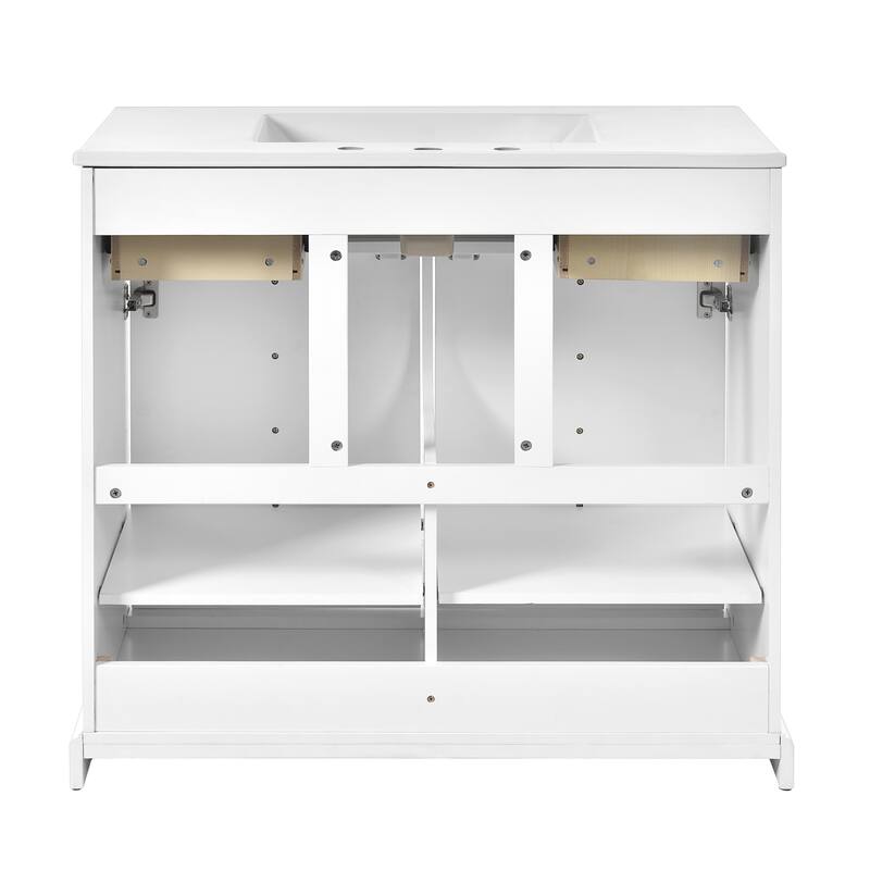 GDFStudio - Bretton Modern Freestanding Bathroom Vanity with Ceramic Sink with 2 Drawers & Soft Closing Doors - 36'W