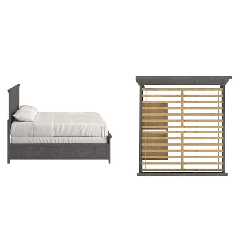Varenna King Size Wood Panel Platform Storage Bed