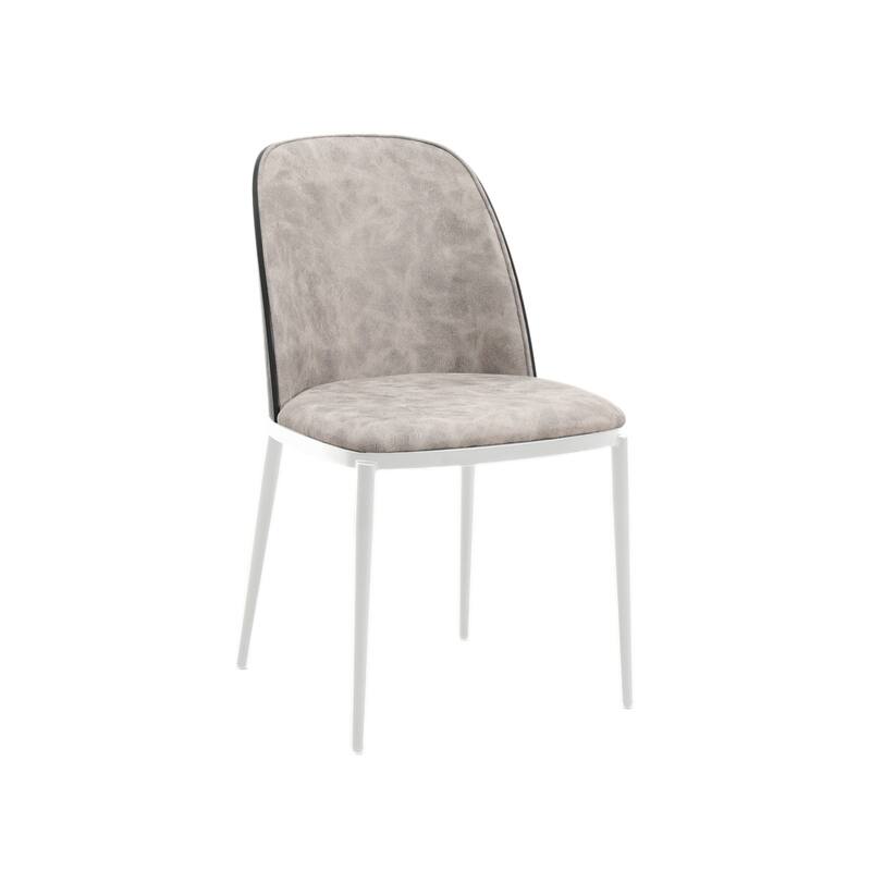 LeisureMod Tule Dining Chair with Upholstered Seat and White Steel Frame