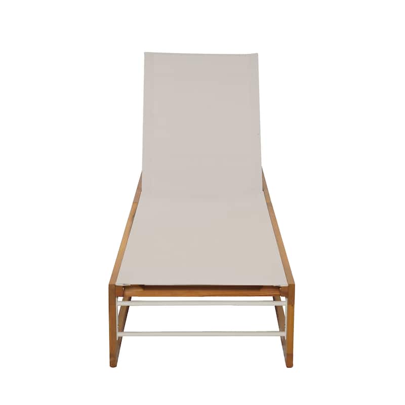 Emile Outdoor Mesh and Wood Chaise Lounge by Christopher Knight Home