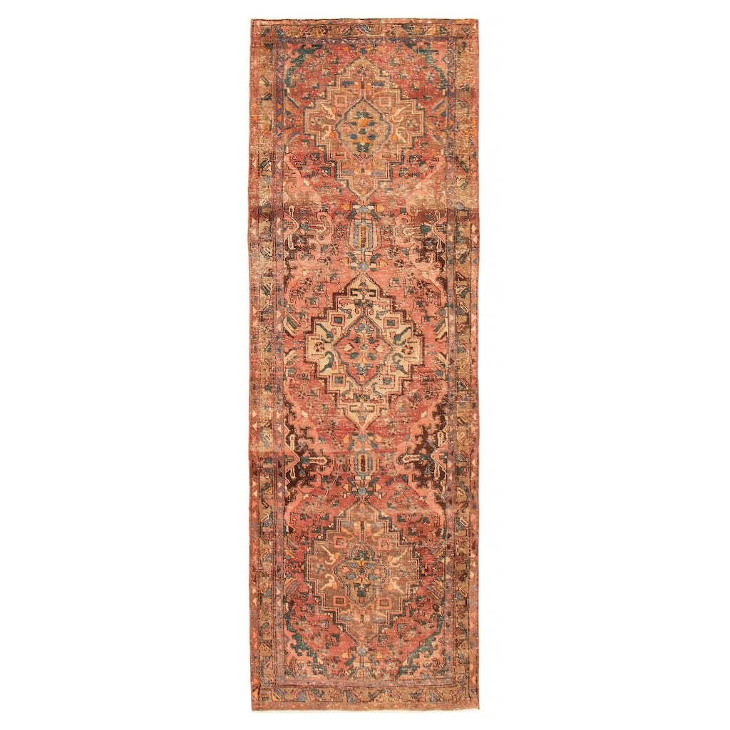 ECARPETGALLERY Hand-knotted Antalya Vintage Red Wool Rug - 3'7 x 11'0
