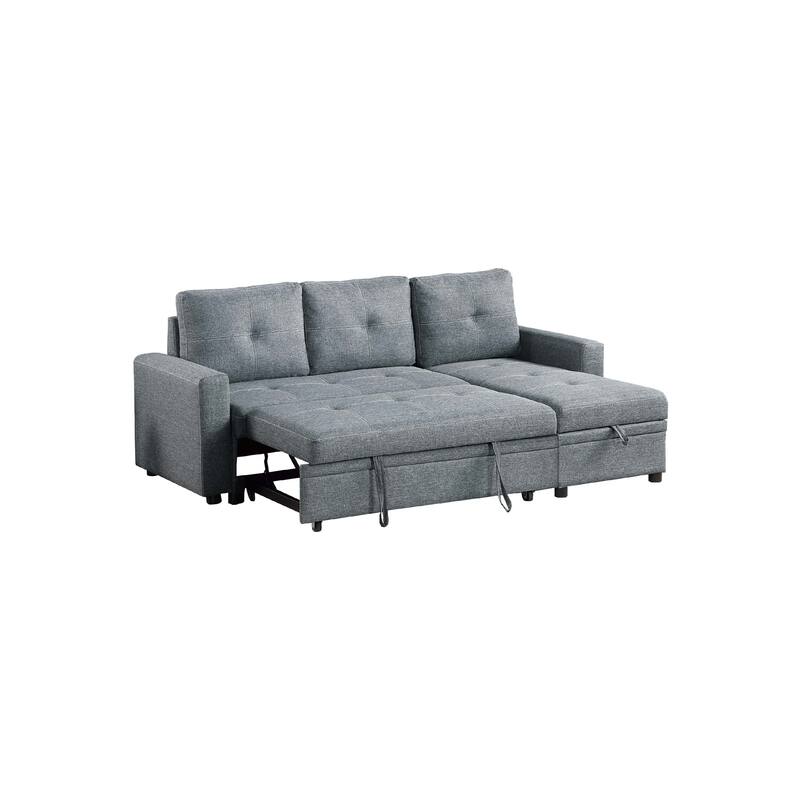Gero Sectional Sofa Set with Reversible Storage Chaise, Light Gray