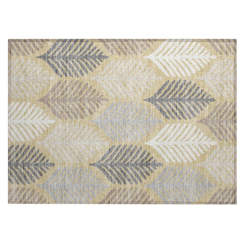 Machine Washable Indoor/ Outdoor Modern Fern Chantille Rug