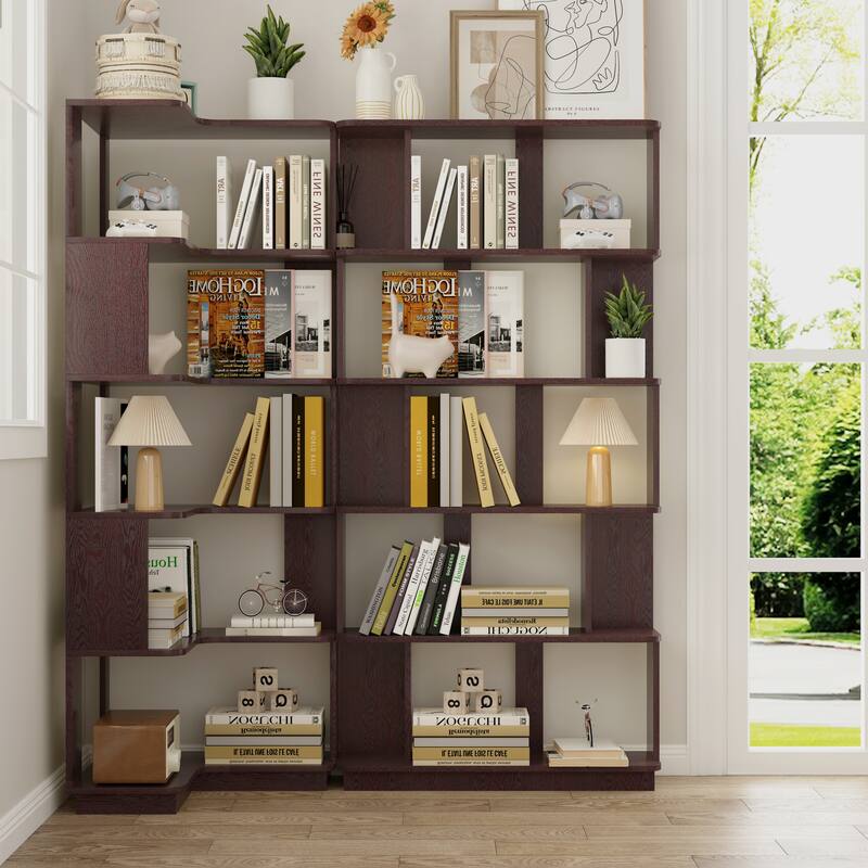 Set Of 2 Free Combination Bookcase Space Saving Corner Bookshelf, L Shaped Bookcase X 1 + I Shaped Bookcase X 1