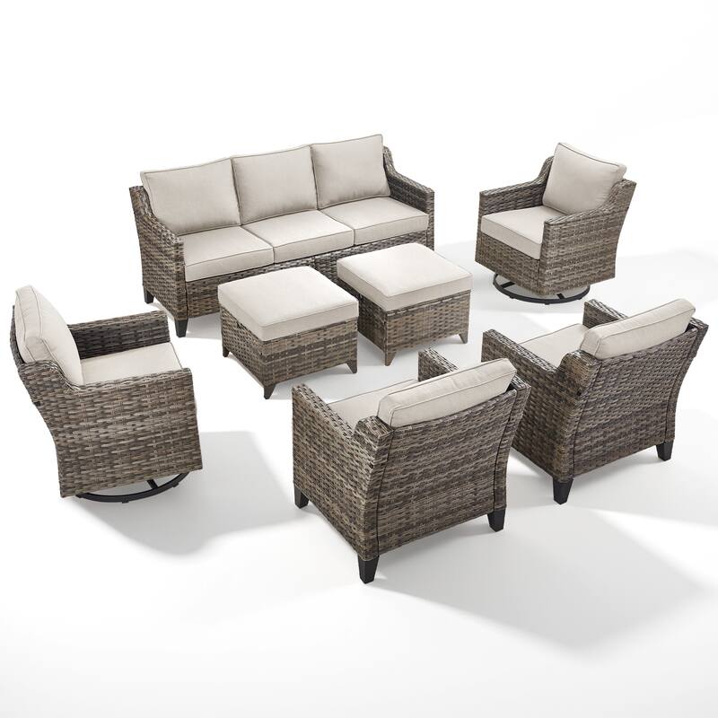 Pocassy Patio Sofa Swivel Chair Ottoman Table Furniture Set.