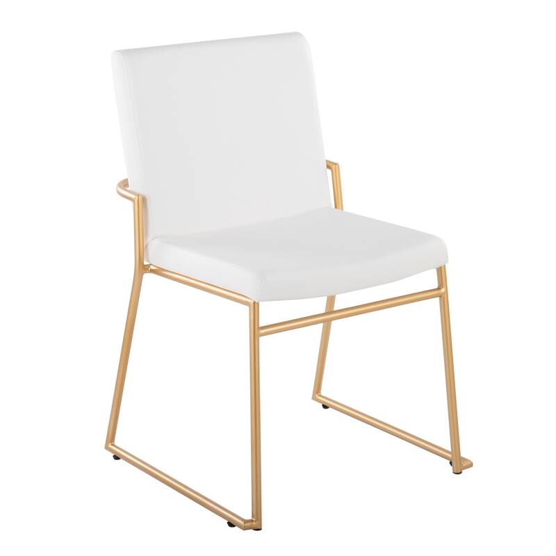 Silver Orchid Jayci Gold Metal Dining Chair (Set of 2) - White Faux Leather/Gold Metal