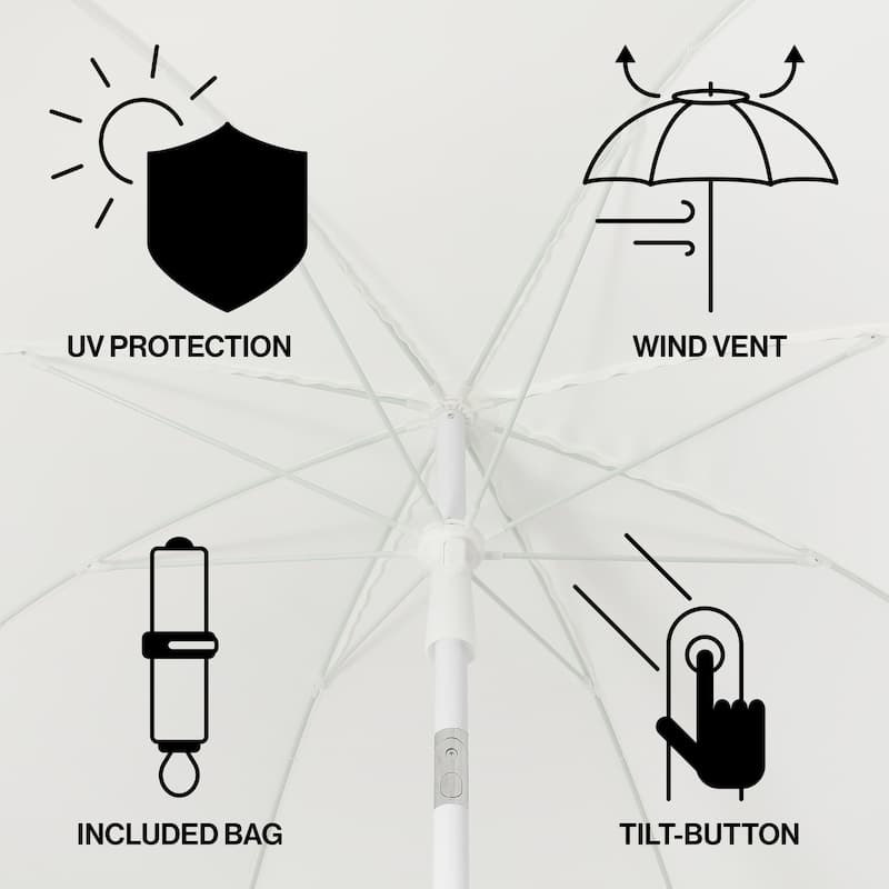 Horizon 6.5ft. Beach Umbrella with Tilt, Wind Vent, UV Protection, and Carry Bag