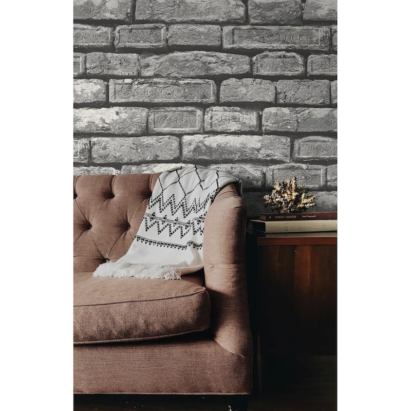 Seabrook Designs Preston Faux Engraved Bricks Unpasted Wallpaper