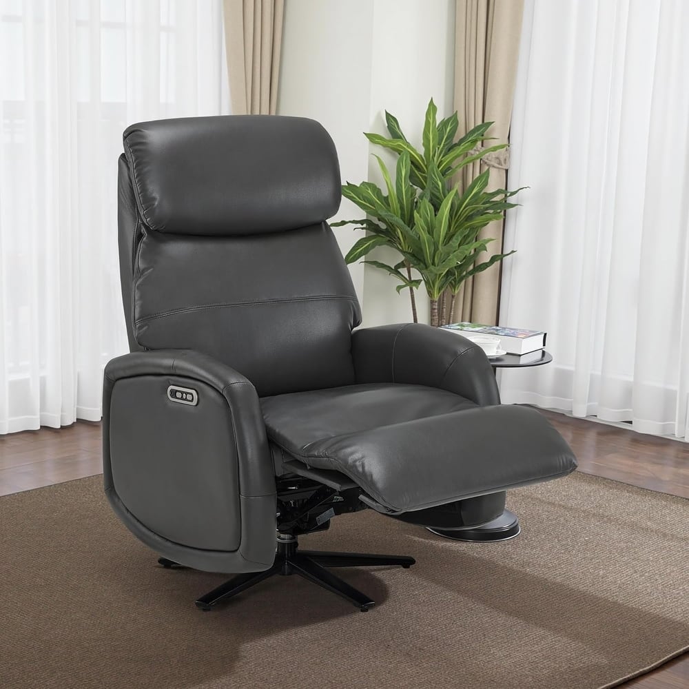 MCombo Dual Motor Power Recliner Chair for Adults, Modern Faux Leather Electric Swivel Recliner with USB Charging