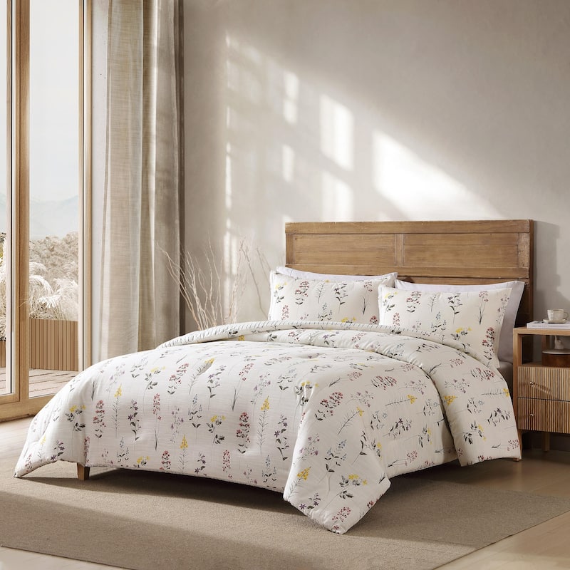 Eddie Bauer Wildflower Cotton Reversible Beige Comforter Set