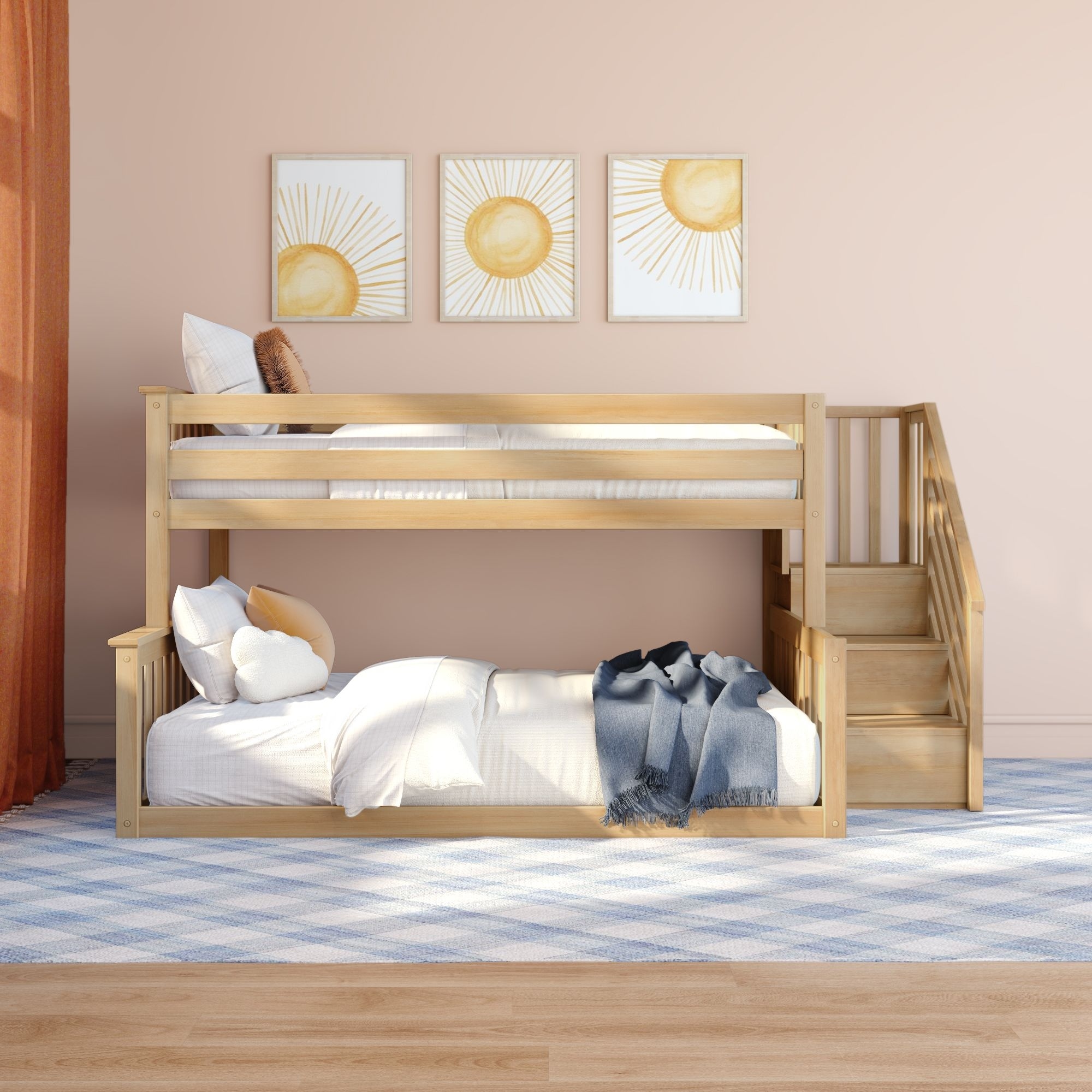 Max & Lily Twin over Full Low Bunk with Staircase - On Sale