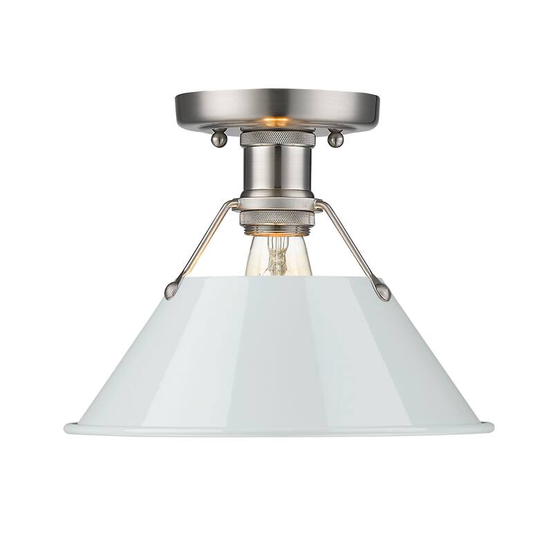 Orwell 1-Light Flush Mount in Pewter with Dusky Blue - Silver