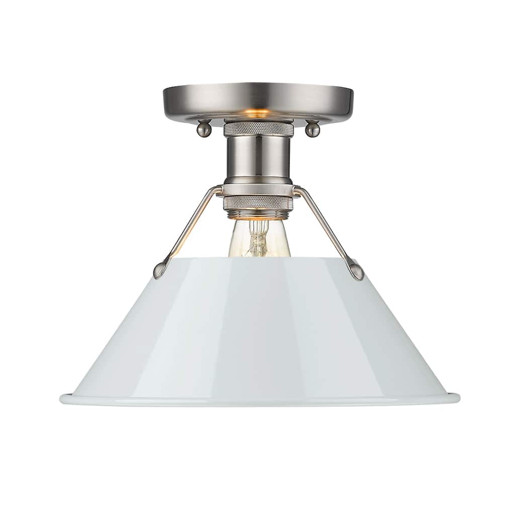 Orwell 1-Light Flush Mount in Pewter with Dusky Blue - Silver