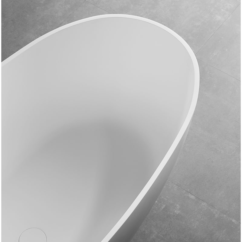ALFI brand 59" White Oval Solid Surface Resin Soaking Bathtub