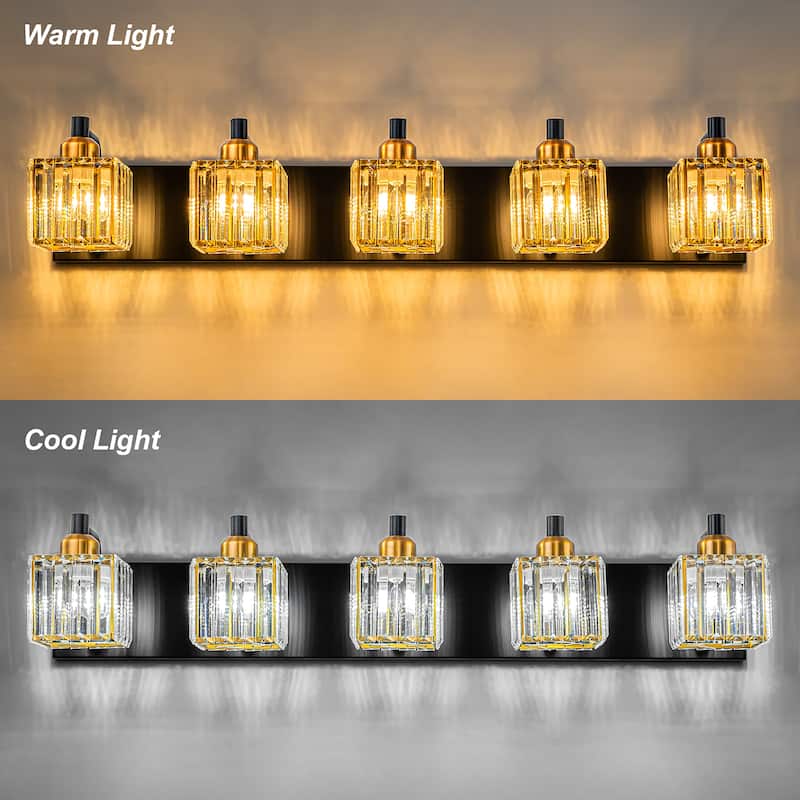 Dimmable Square Bathroom Crystal Vanity Light Wall Sconces