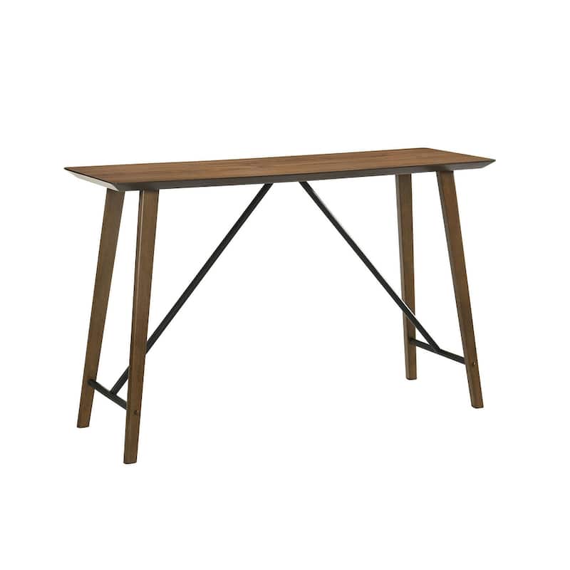 Modern Walnut Finish 5PC Saddle Seat Stools and Table Dining Set - 5-Piece Set