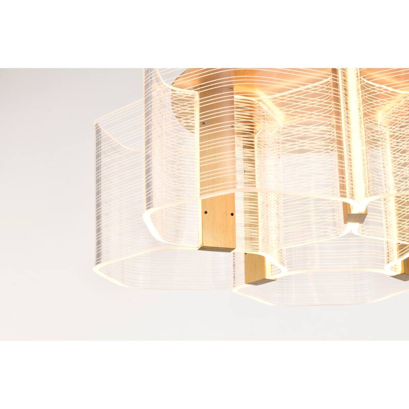 Kenzo LED 5 Light Flush Mount Vintage Brass Finish Light Guide Panel - Polished Anodized Bronze